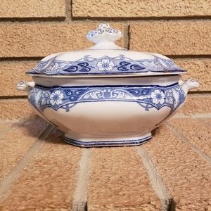 Vintage Burgess & Leigh Pottery Dish Lid Blue